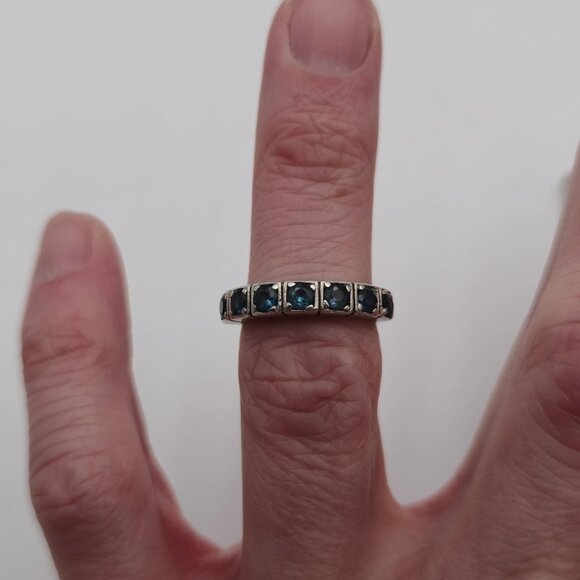 Size 5.5 Sterling Silver Unique Style Blue Spinel Gems Ring A3036 - Picture 4 of 9